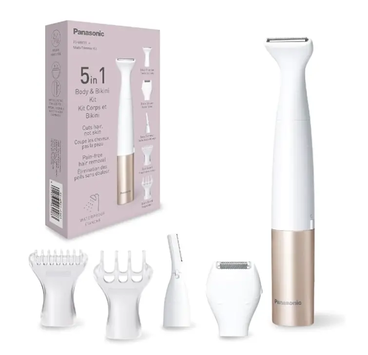 Panasonic ES-WM31 Kit 5 en 1 para Cuerpo y Zona del Bikini, Depiladora y Recortadora